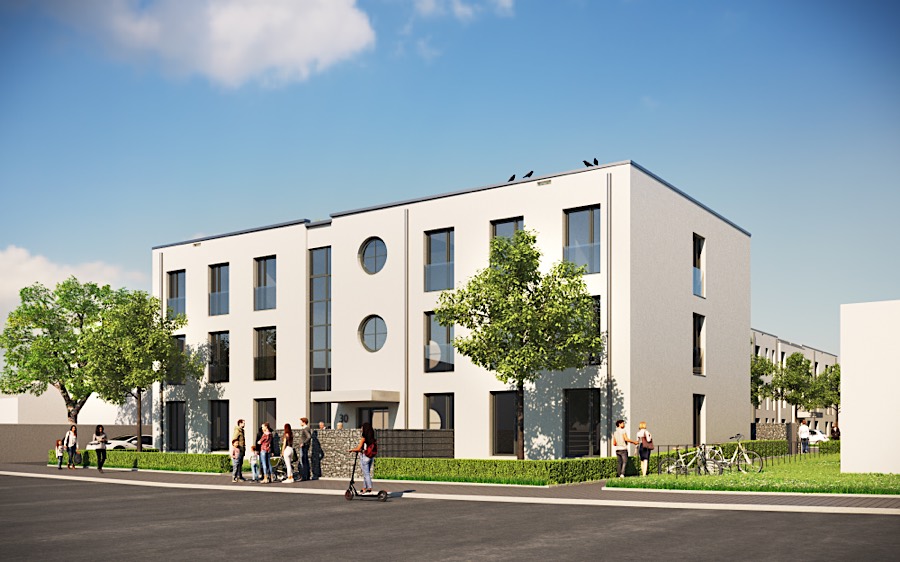 Ansicht Mehrfamilienwohnhäuser Rendering