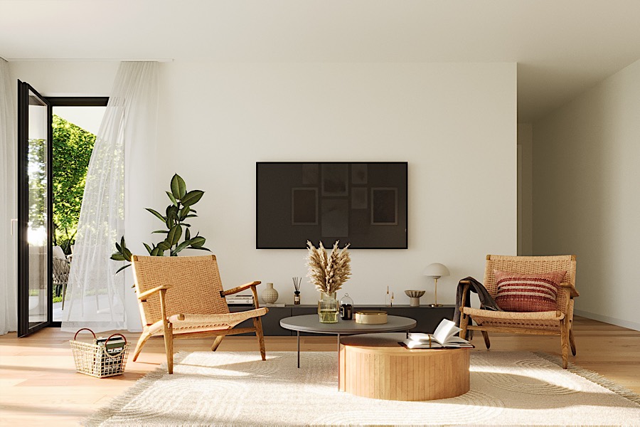 Ansicht Wohn- Essbereich Rendering