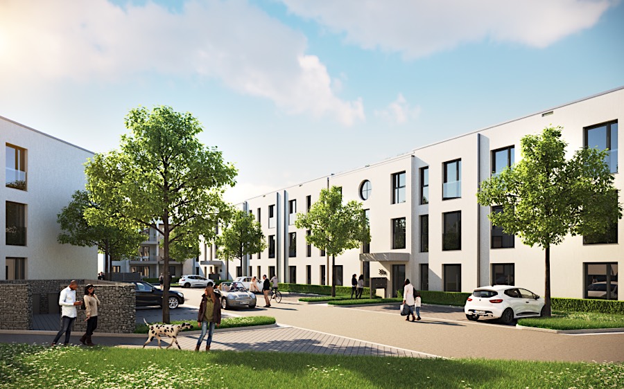 Ansicht Mehrfamilienwohnhäuser Rendering