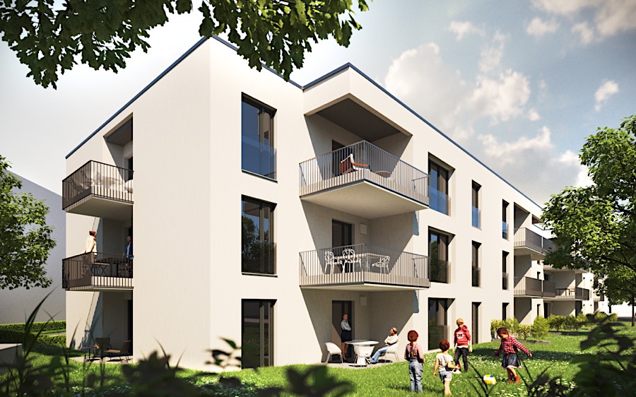 Ansicht Mehrfamilienwohnhäuser Rendering