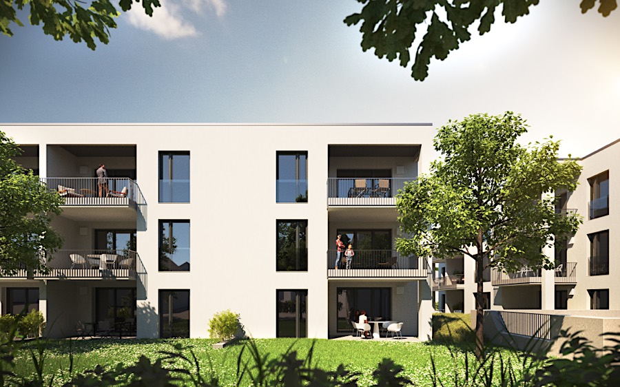 Ansicht Mehrfamilienwohnhäuser Rendering