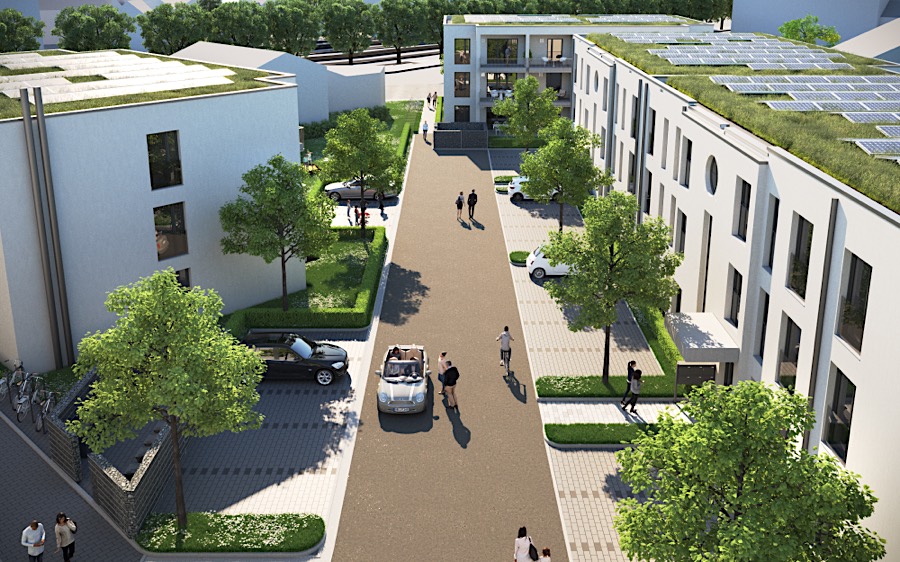 Ansicht Mehrfamilienwohnhäuser Rendering