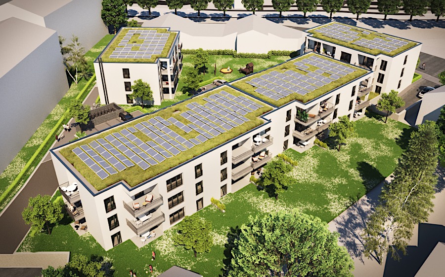 Ansicht Mehrfamilienwohnhäuser Rendering